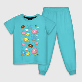 Детская пижама хлопок с принтом Пончики в Санкт-Петербурге, 100% хлопок |  брюки и футболка прямого кроя, без карманов, на брюках мягкая резинка на поясе и по низу штанин
 | гомер