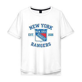 Мужская футболка хлопок Oversize с принтом New York Rengers в Санкт-Петербурге, 100% хлопок | свободный крой, круглый ворот, “спинка” длиннее передней части | new york | new york rengers | rengers | спорт | хоккей