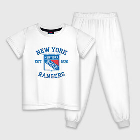 Детская пижама хлопок с принтом New York Rengers в Санкт-Петербурге, 100% хлопок |  брюки и футболка прямого кроя, без карманов, на брюках мягкая резинка на поясе и по низу штанин
 | new york | new york rengers | rengers | спорт | хоккей