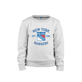 Детский свитшот хлопок с принтом New York Rengers в Санкт-Петербурге, 100% хлопок | круглый вырез горловины, эластичные манжеты, пояс и воротник | new york | new york rengers | rengers | спорт | хоккей