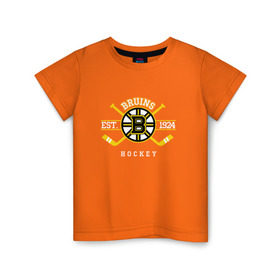 Детская футболка хлопок с принтом Bruins в Санкт-Петербурге, 100% хлопок | круглый вырез горловины, полуприлегающий силуэт, длина до линии бедер | boston bruins | bruins | спорт | хоккей