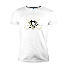 Мужская футболка премиум с принтом Pittsburgh Penguins в Санкт-Петербурге, 92% хлопок, 8% лайкра | приталенный силуэт, круглый вырез ворота, длина до линии бедра, короткий рукав | penguins | pittsburgh | pittsburgh penguins | спорт | хоккей