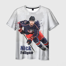 Мужская футболка 3D с принтом Ник Фолиньо в Санкт-Петербурге, 100% полиэфир | прямой крой, круглый вырез горловины, длина до линии бедер | капитан | ник фолиньо | спорт | хоккей