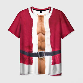Мужская футболка 3D с принтом Костюм Деда Мороза в Санкт-Петербурге, 100% полиэфир | прямой крой, круглый вырез горловины, длина до линии бедер | christmas | new year | дед мороз | костюм | с новым годом | санта клаус | тело | торс