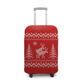 Чехол для чемодана 3D с принтом Свитер с оленями в Санкт-Петербурге, 86% полиэфир, 14% спандекс | двустороннее нанесение принта, прорези для ручек и колес | deer | new year | sweater | winter | зима | новый год | олени | рождество | с новым годом | сhristmas | свитер