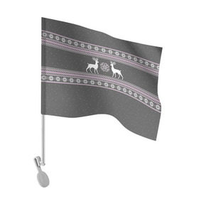 Флаг для автомобиля с принтом Свитер с оленями в Санкт-Петербурге, 100% полиэстер | Размер: 30*21 см | deer | new year | sweater | winter | зима | новый год | олени | рождество | сhristmas | свитер