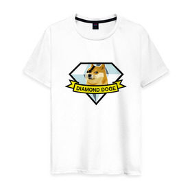Мужская футболка хлопок с принтом Diamond doge в Санкт-Петербурге, 100% хлопок | прямой крой, круглый вырез горловины, длина до линии бедер, слегка спущенное плечо. | mgs