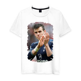 Мужская футболка хлопок с принтом Gareth Bale в Санкт-Петербурге, 100% хлопок | прямой крой, круглый вырез горловины, длина до линии бедер, слегка спущенное плечо. | gareth bale | бэйл гарет | реал мадрид | футбол