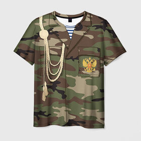 Мужская футболка 3D с принтом Армейская форма в Санкт-Петербурге, 100% полиэфир | прямой крой, круглый вырез горловины, длина до линии бедер | 23 | армейская | армия | дембель | защитник | камуфляж | отечества | солдат | тельняшка | февраля | форма