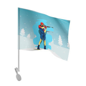 Флаг для автомобиля с принтом Биатлон в Санкт-Петербурге, 100% полиэстер | Размер: 30*21 см | biathlon | sport | winter | биатлон | биатлонисты | зимние виды спорта | спорт | стрельба