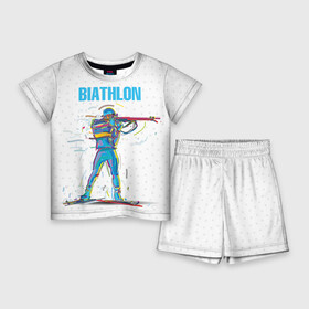 Детский костюм с шортами 3D с принтом Биатлон в Санкт-Петербурге,  |  | biathlon | sport | winter | биатлон | биатлонисты | зимние виды спорта | спорт | стрельба