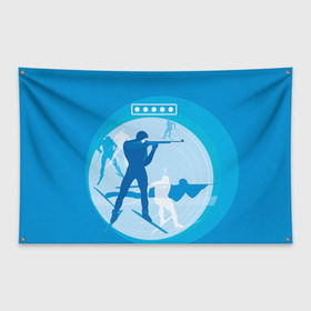 Флаг-баннер с принтом Биатлон в Санкт-Петербурге, 100% полиэстер | размер 67 х 109 см, плотность ткани — 95 г/м2; по краям флага есть четыре люверса для крепления | biathlon | sport | winter | биатлон | биатлонисты | зимние виды спорта | спорт | стрельба