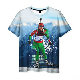 Мужская футболка 3D с принтом Биатлон в Санкт-Петербурге, 100% полиэфир | прямой крой, круглый вырез горловины, длина до линии бедер | biathlon | sport | winter | биатлон | биатлонисты | зимние виды спорта | спорт | стрельба