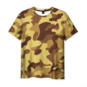 Мужская футболка 3D с принтом Пустынный камуфляж в Санкт-Петербурге, 100% полиэфир | прямой крой, круглый вырез горловины, длина до линии бедер | camo | camouflage | military | камо