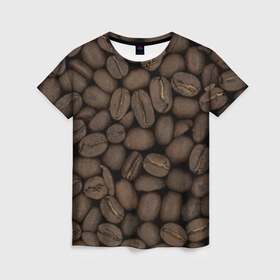 Женская футболка 3D с принтом Кофе в Санкт-Петербурге, 100% полиэфир ( синтетическое хлопкоподобное полотно) | прямой крой, круглый вырез горловины, длина до линии бедер | зёр | зерно | кофе | макро | обои | текстуры | фон | фото