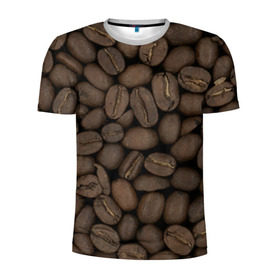 Мужская футболка 3D спортивная с принтом Кофе в Санкт-Петербурге, 100% полиэстер с улучшенными характеристиками | приталенный силуэт, круглая горловина, широкие плечи, сужается к линии бедра | зёр | зерно | кофе | макро | обои | текстуры | фон | фото