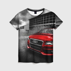 Женская футболка 3D с принтом Audi в Санкт-Петербурге, 100% полиэфир ( синтетическое хлопкоподобное полотно) | прямой крой, круглый вырез горловины, длина до линии бедер | audi | ауди