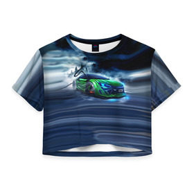 Женская футболка 3D укороченная с принтом Toyota FT-86 в Санкт-Петербурге, 100% полиэстер | круглая горловина, длина футболки до линии талии, рукава с отворотами | ft 86 | toyota | тоёта | тойота