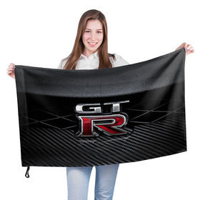 Флаг 3D с принтом Nissan GTR в Санкт-Петербурге, 100% полиэстер | плотность ткани — 95 г/м2, размер — 67 х 109 см. Принт наносится с одной стороны | gtr | nismo | nissan | nissan gtr | гтр | низмо | ниссан