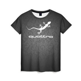 Женская футболка 3D с принтом Audi qauttro в Санкт-Петербурге, 100% полиэфир ( синтетическое хлопкоподобное полотно) | прямой крой, круглый вырез горловины, длина до линии бедер | audi | audi qauttro | qauttro | ауди | ауди кватро | кватро