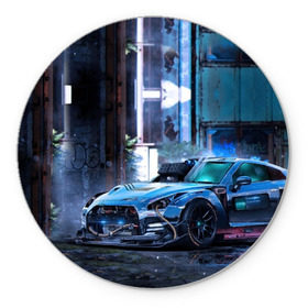 Коврик круглый с принтом Nissan GTR R35 в Санкт-Петербурге, резина и полиэстер | круглая форма, изображение наносится на всю лицевую часть | gtr | nismo | nissan | nissan gtr | r35 | гтр | низмо | ниссан