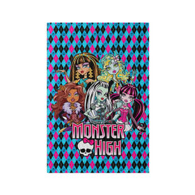Обложка для паспорта матовая кожа с принтом Monster High в Санкт-Петербурге, натуральная матовая кожа | размер 19,3 х 13,7 см; прозрачные пластиковые крепления | монстер хай