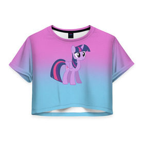Женская футболка 3D укороченная с принтом My Little Pony в Санкт-Петербурге, 100% полиэстер | круглая горловина, длина футболки до линии талии, рукава с отворотами | friendship is magic | mlp | my little pony | pinky pie | pony | swag | дружба | литл пони | мой маленький пони | пони | поняши | поняшки | сваг | свэг | чудо
