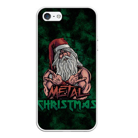 Чехол для iPhone 5/5S матовый с принтом Metal christmas в Санкт-Петербурге, Силикон | Область печати: задняя сторона чехла, без боковых панелей | happy new year | metal christmas | new year | santa | santa claus | дед мороз | метал | новый год | с новым годом | санта клаус