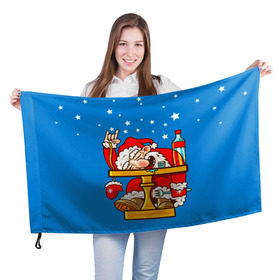 Флаг 3D с принтом Дед мороз в Санкт-Петербурге, 100% полиэстер | плотность ткани — 95 г/м2, размер — 67 х 109 см. Принт наносится с одной стороны | happy new year | new year | santa | santa claus | дед мороз | новый год | с новым годом | санта клаус | снежинки