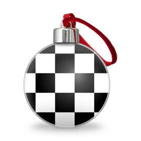 Ёлочный шар с принтом Клетка в Санкт-Петербурге, Пластик | Диаметр: 77 мм | белый | черно белый | черный | шахматная