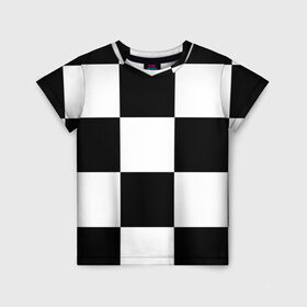 Детская футболка 3D с принтом Клетка в Санкт-Петербурге, 100% гипоаллергенный полиэфир | прямой крой, круглый вырез горловины, длина до линии бедер, чуть спущенное плечо, ткань немного тянется | белый | черно белый | черный | шахматная