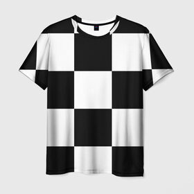 Мужская футболка 3D с принтом Клетка в Санкт-Петербурге, 100% полиэфир | прямой крой, круглый вырез горловины, длина до линии бедер | Тематика изображения на принте: белый | черно белый | черный | шахматная