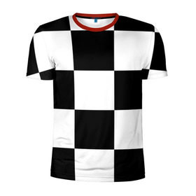 Мужская футболка 3D спортивная с принтом Клетка в Санкт-Петербурге, 100% полиэстер с улучшенными характеристиками | приталенный силуэт, круглая горловина, широкие плечи, сужается к линии бедра | Тематика изображения на принте: белый | черно белый | черный | шахматная
