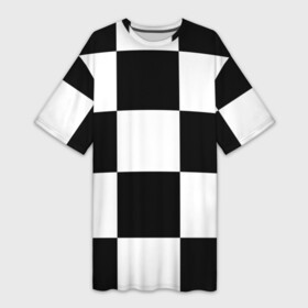 Платье-футболка 3D с принтом Клетка в Санкт-Петербурге,  |  | белый | черно белый | черный | шахматная