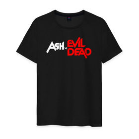 Мужская футболка хлопок с принтом ASH VS EVIL DEAD в Санкт-Петербурге, 100% хлопок | прямой крой, круглый вырез горловины, длина до линии бедер, слегка спущенное плечо. | 