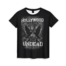 Женская футболка 3D с принтом Hollywood Undead в Санкт-Петербурге, 100% полиэфир ( синтетическое хлопкоподобное полотно) | прямой крой, круглый вырез горловины, длина до линии бедер | хип хоп