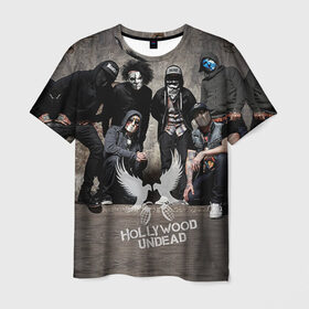 Мужская футболка 3D с принтом Hollywood Undead в Санкт-Петербурге, 100% полиэфир | прямой крой, круглый вырез горловины, длина до линии бедер | хип хоп