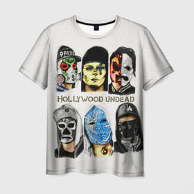 Мужская футболка 3D с принтом Hollywood Undead в Санкт-Петербурге, 100% полиэфир | прямой крой, круглый вырез горловины, длина до линии бедер | хип хоп