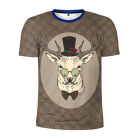 Мужская футболка 3D спортивная с принтом Deer в Санкт-Петербурге, 100% полиэстер с улучшенными характеристиками | приталенный силуэт, круглая горловина, широкие плечи, сужается к линии бедра | 2016 | christmas | deer | год | новогодний | новый | олень | рождественский | с новым годом