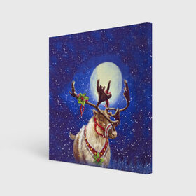 Холст квадратный с принтом Christmas deer в Санкт-Петербурге, 100% ПВХ |  | 2016 | christmas | deer | год | новогодний | новый | олень | рождественский | с новым годом