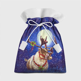 Подарочный 3D мешок с принтом Christmas deer в Санкт-Петербурге, 100% полиэстер | Размер: 29*39 см | Тематика изображения на принте: 2016 | christmas | deer | год | новогодний | новый | олень | рождественский | с новым годом