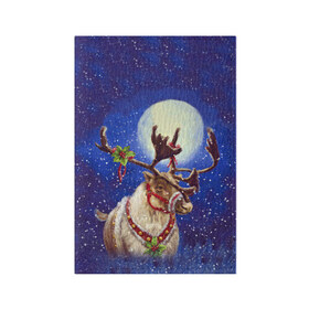 Обложка для паспорта матовая кожа с принтом Christmas deer в Санкт-Петербурге, натуральная матовая кожа | размер 19,3 х 13,7 см; прозрачные пластиковые крепления | Тематика изображения на принте: 2016 | christmas | deer | год | новогодний | новый | олень | рождественский | с новым годом