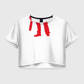 Женская футболка 3D укороченная с принтом Boom Stick в Санкт-Петербурге, 100% полиэстер | круглая горловина, длина футболки до линии талии, рукава с отворотами | 