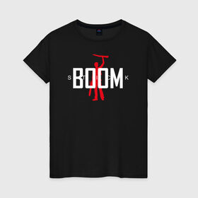 Женская футболка хлопок с принтом Boom Stick в Санкт-Петербурге, 100% хлопок | прямой крой, круглый вырез горловины, длина до линии бедер, слегка спущенное плечо | 