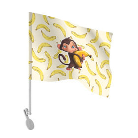 Флаг для автомобиля с принтом Обезьяна с бананом в Санкт-Петербурге, 100% полиэстер | Размер: 30*21 см | мартышка | обезьяна