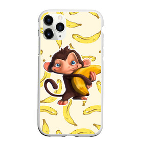 Чехол для iPhone 11 Pro матовый с принтом Обезьяна с бананом в Санкт-Петербурге, Силикон |  | Тематика изображения на принте: мартышка | обезьяна