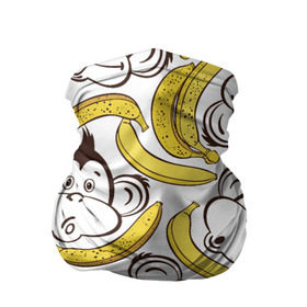 Бандана-труба 3D с принтом Обезьянки и бананы в Санкт-Петербурге, 100% полиэстер, ткань с особыми свойствами — Activecool | плотность 150‒180 г/м2; хорошо тянется, но сохраняет форму | Тематика изображения на принте: банан