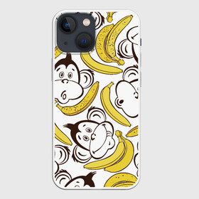 Чехол для iPhone 13 mini с принтом Обезьянки и бананы в Санкт-Петербурге,  |  | Тематика изображения на принте: банан