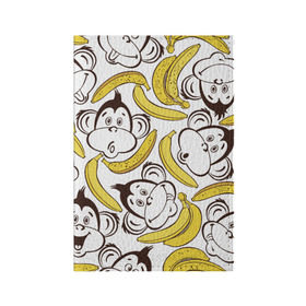 Обложка для паспорта матовая кожа с принтом Обезьянки и бананы в Санкт-Петербурге, натуральная матовая кожа | размер 19,3 х 13,7 см; прозрачные пластиковые крепления | Тематика изображения на принте: банан