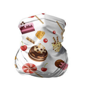 Бандана-труба 3D с принтом Sweet time в Санкт-Петербурге, 100% полиэстер, ткань с особыми свойствами — Activecool | плотность 150‒180 г/м2; хорошо тянется, но сохраняет форму | candy | капкейп | милый | мороженое | пирожное | торт